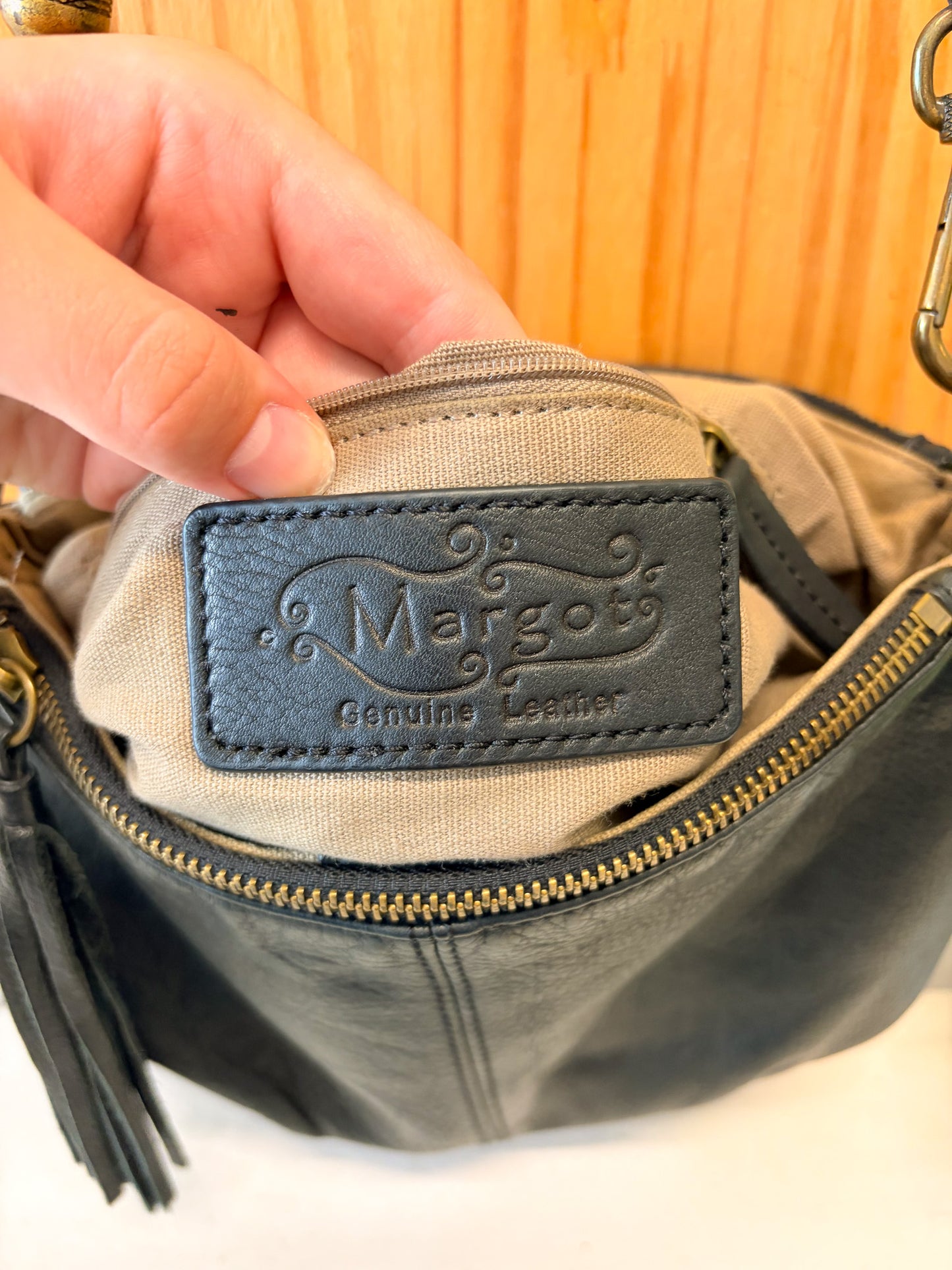 Margot New York Black Leather Shoulder Purse