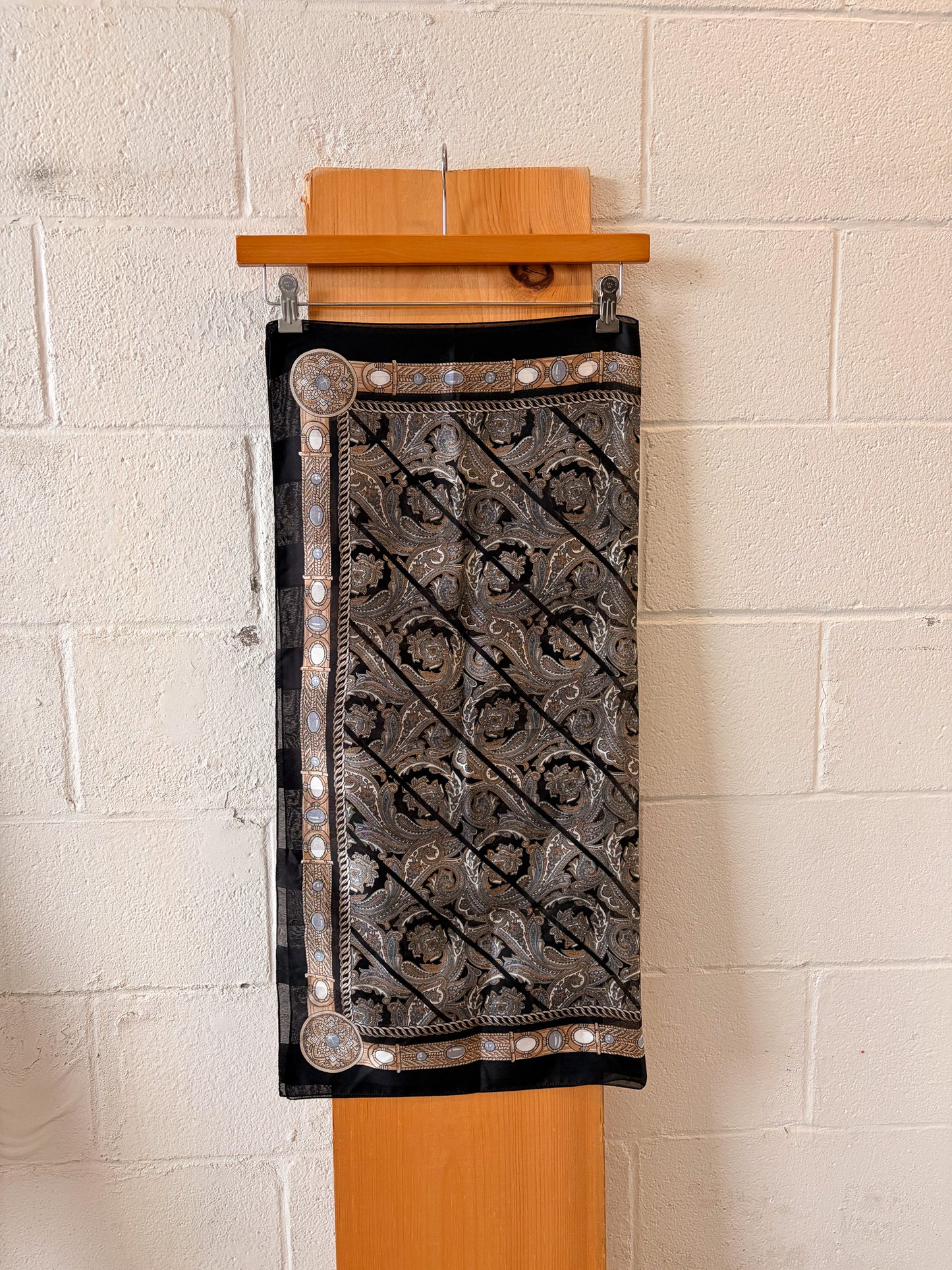 Made In Italy Dark Paisley Scarf