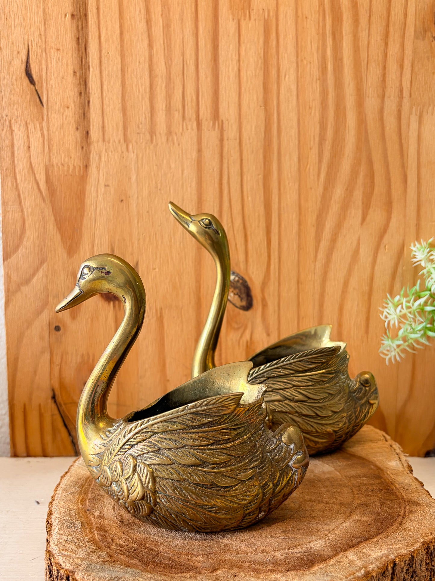 Vtg Pair of Brass Swan Planters (Local Pick Up Only)