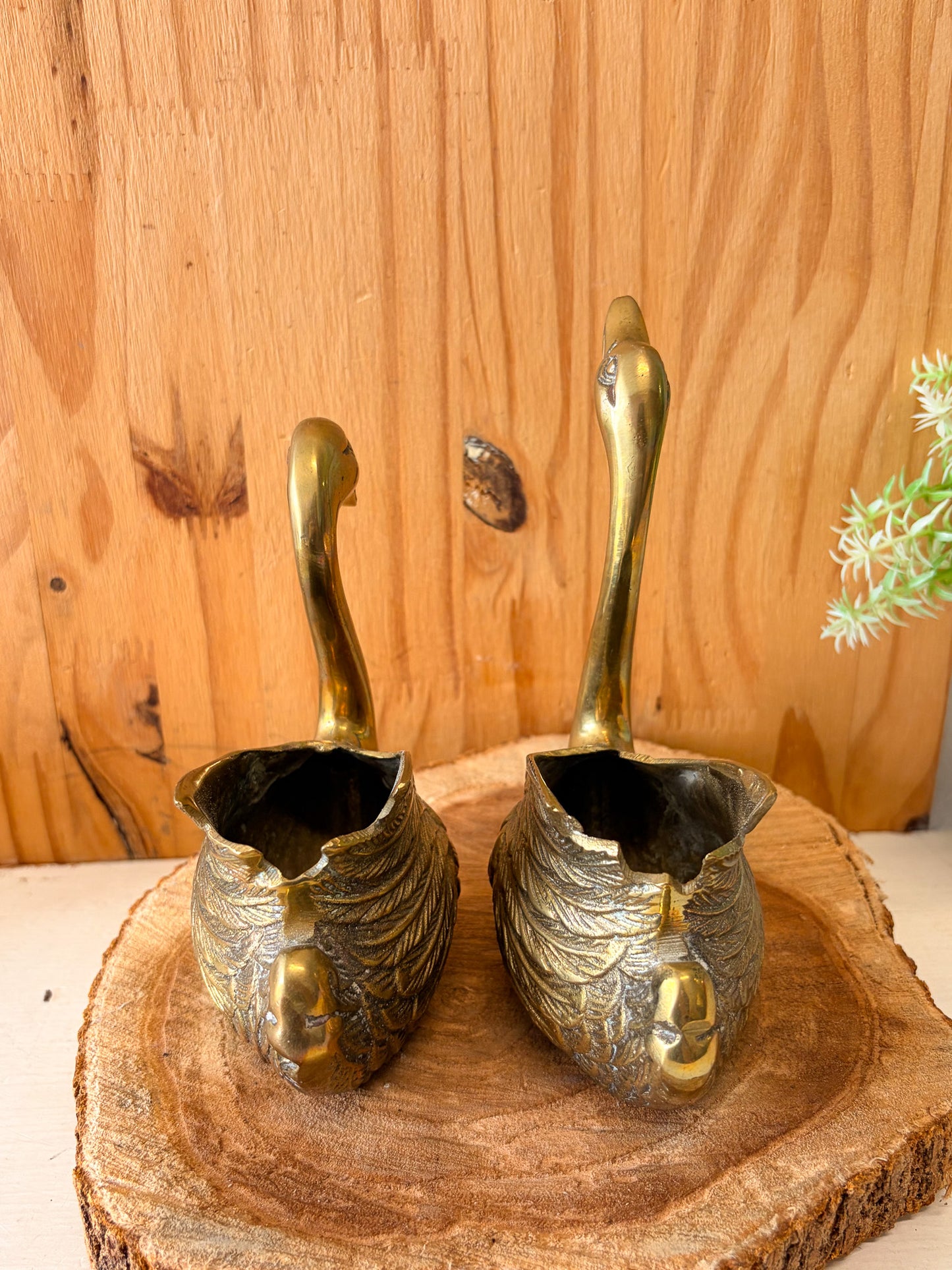 Vtg Pair of Brass Swan Planters (Local Pick Up Only)