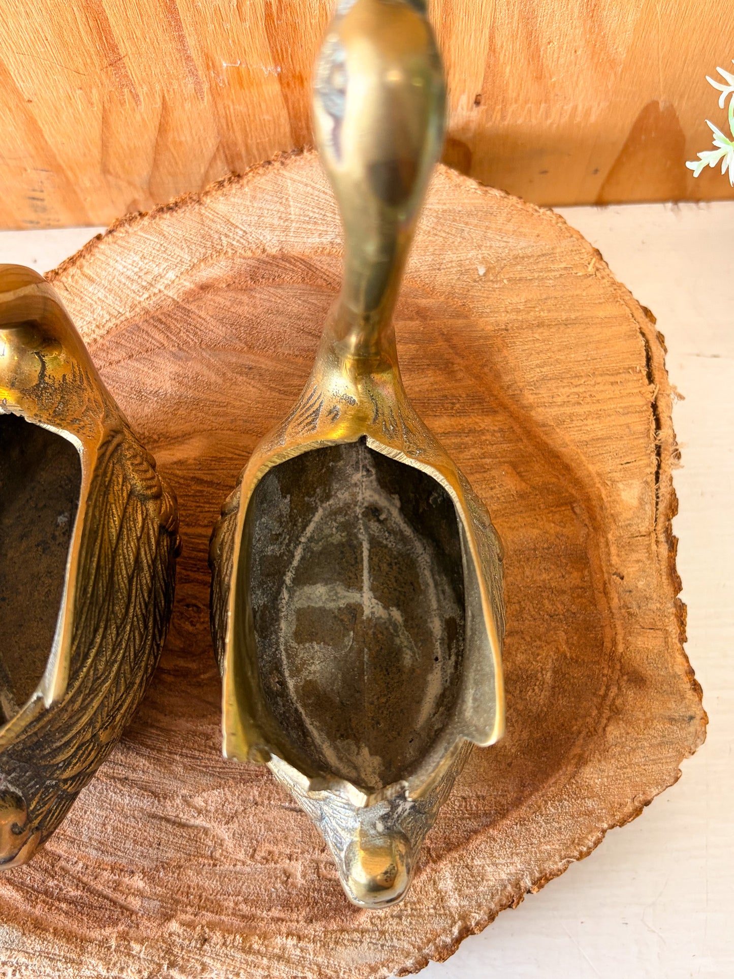 Vtg Pair of Brass Swan Planters (Local Pick Up Only)