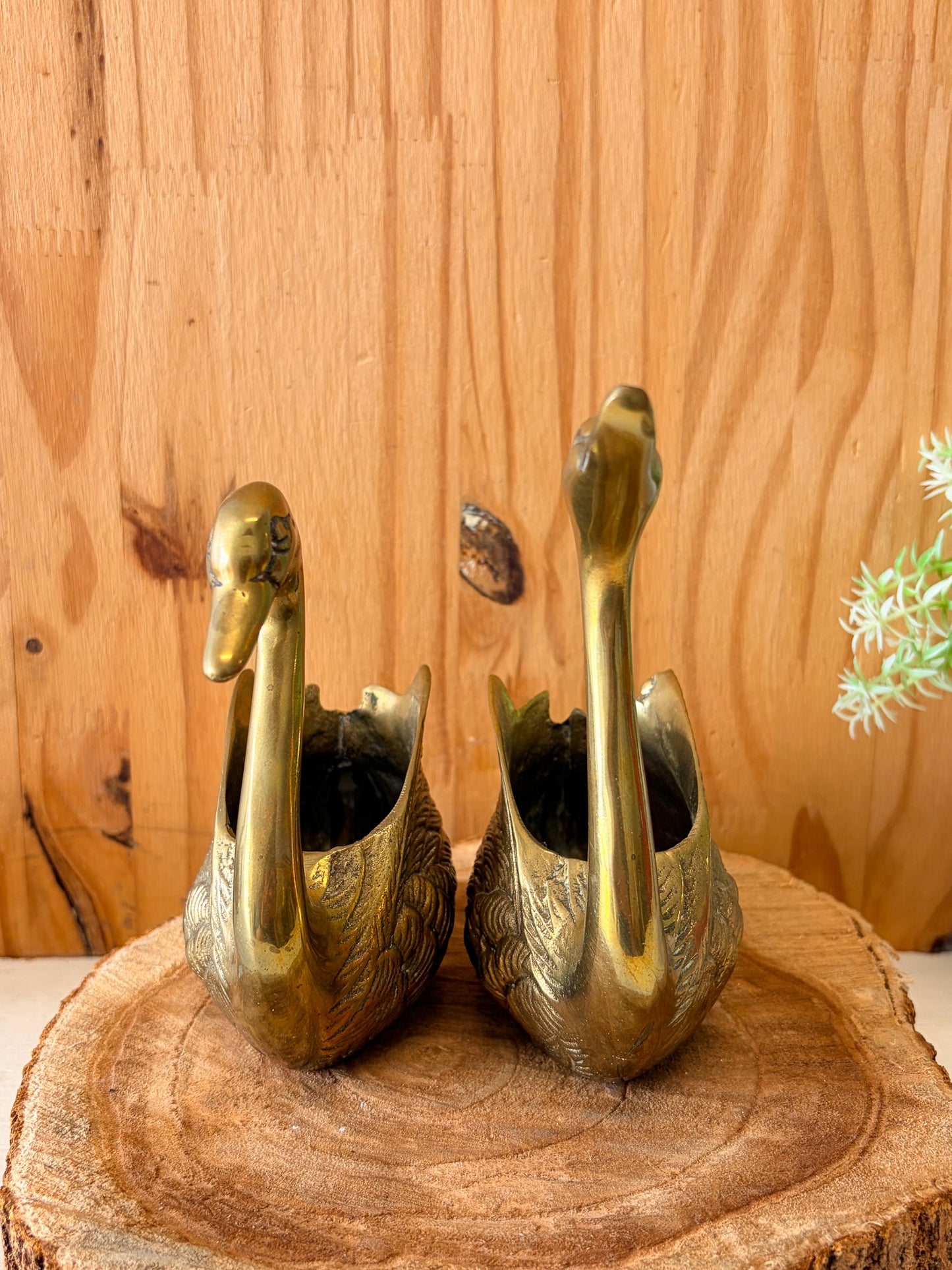 Vtg Pair of Brass Swan Planters (Local Pick Up Only)