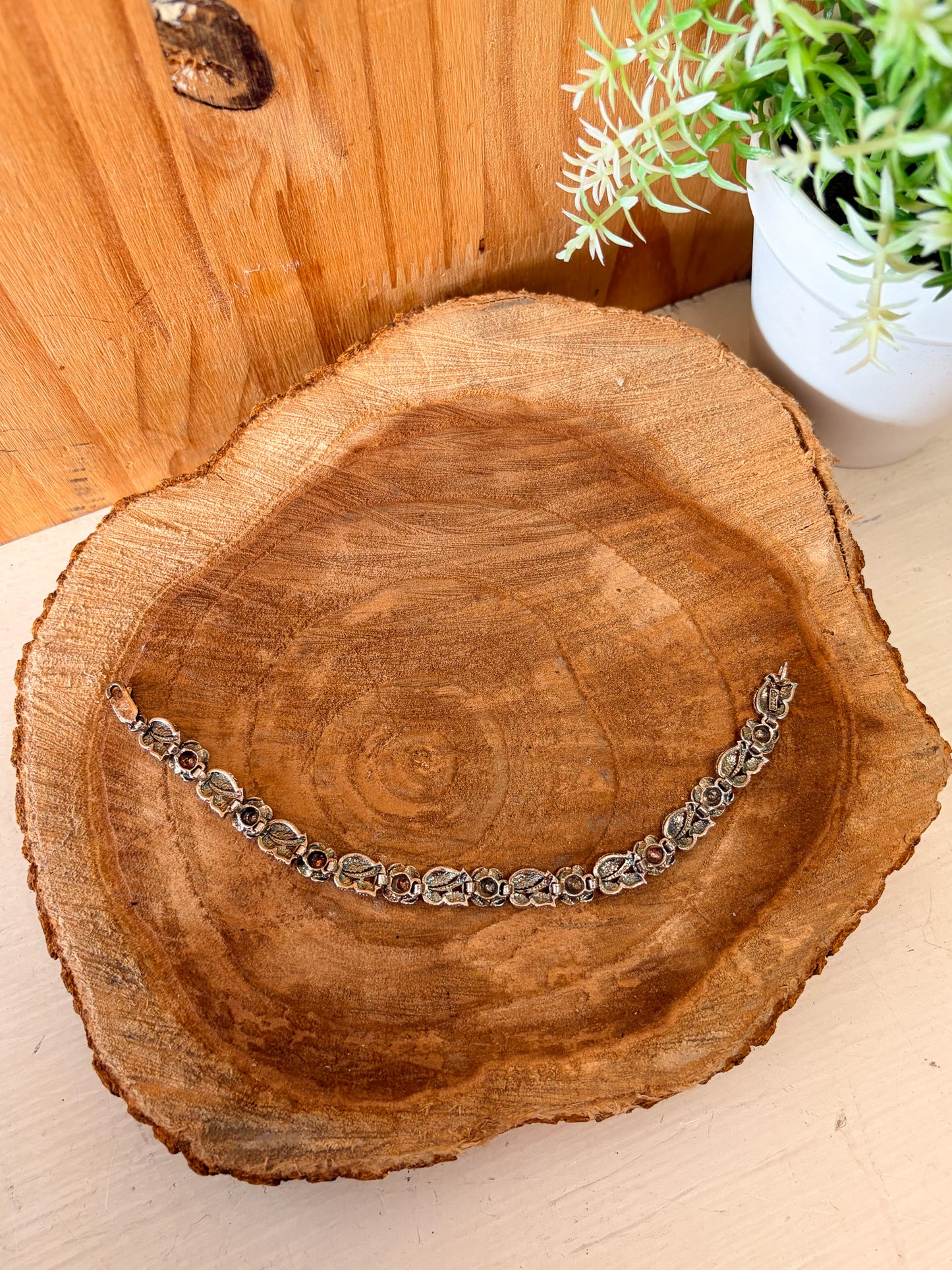 Vtg 925 Rose Link Bracelet