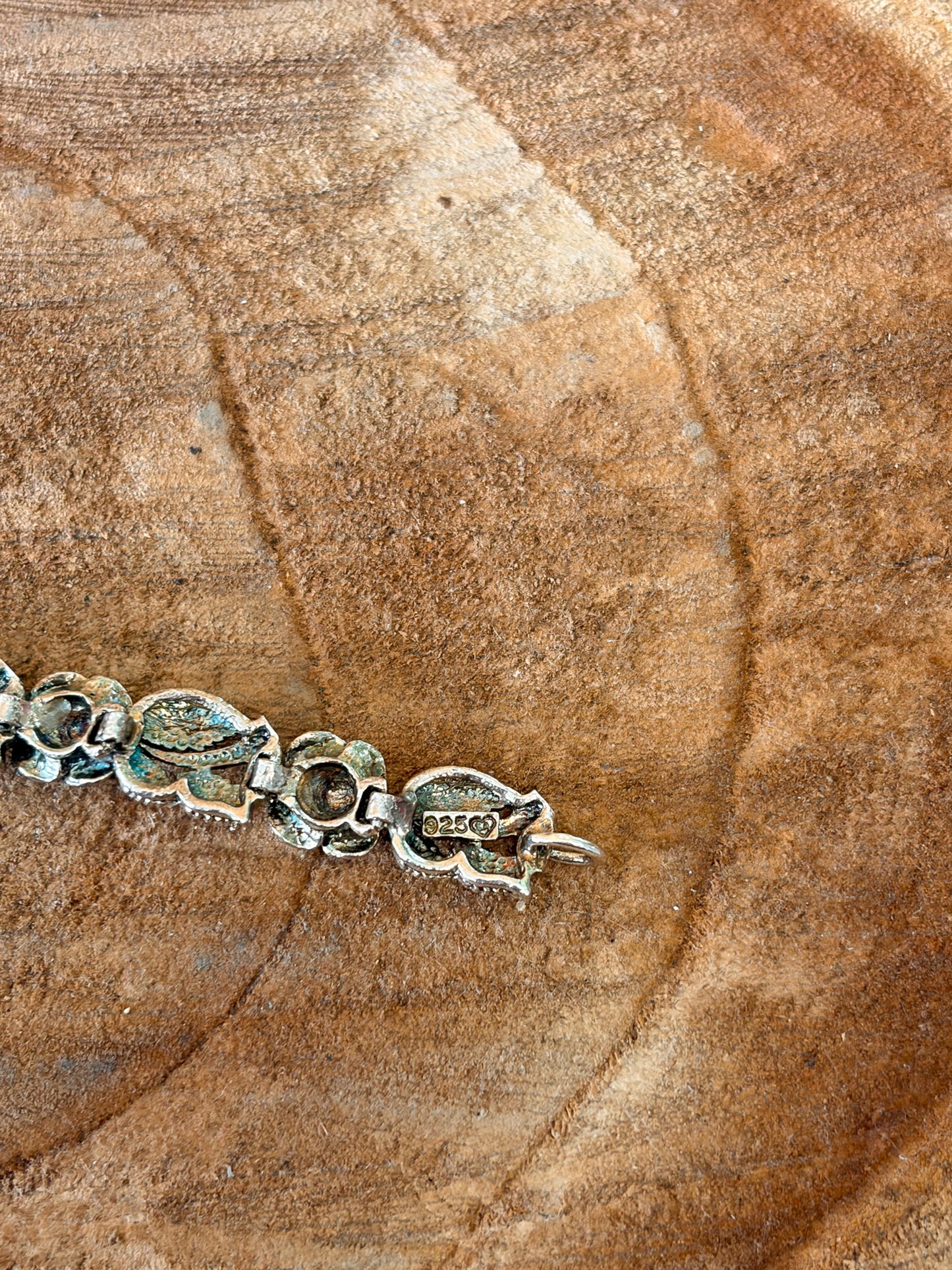 Vtg 925 Rose Link Bracelet