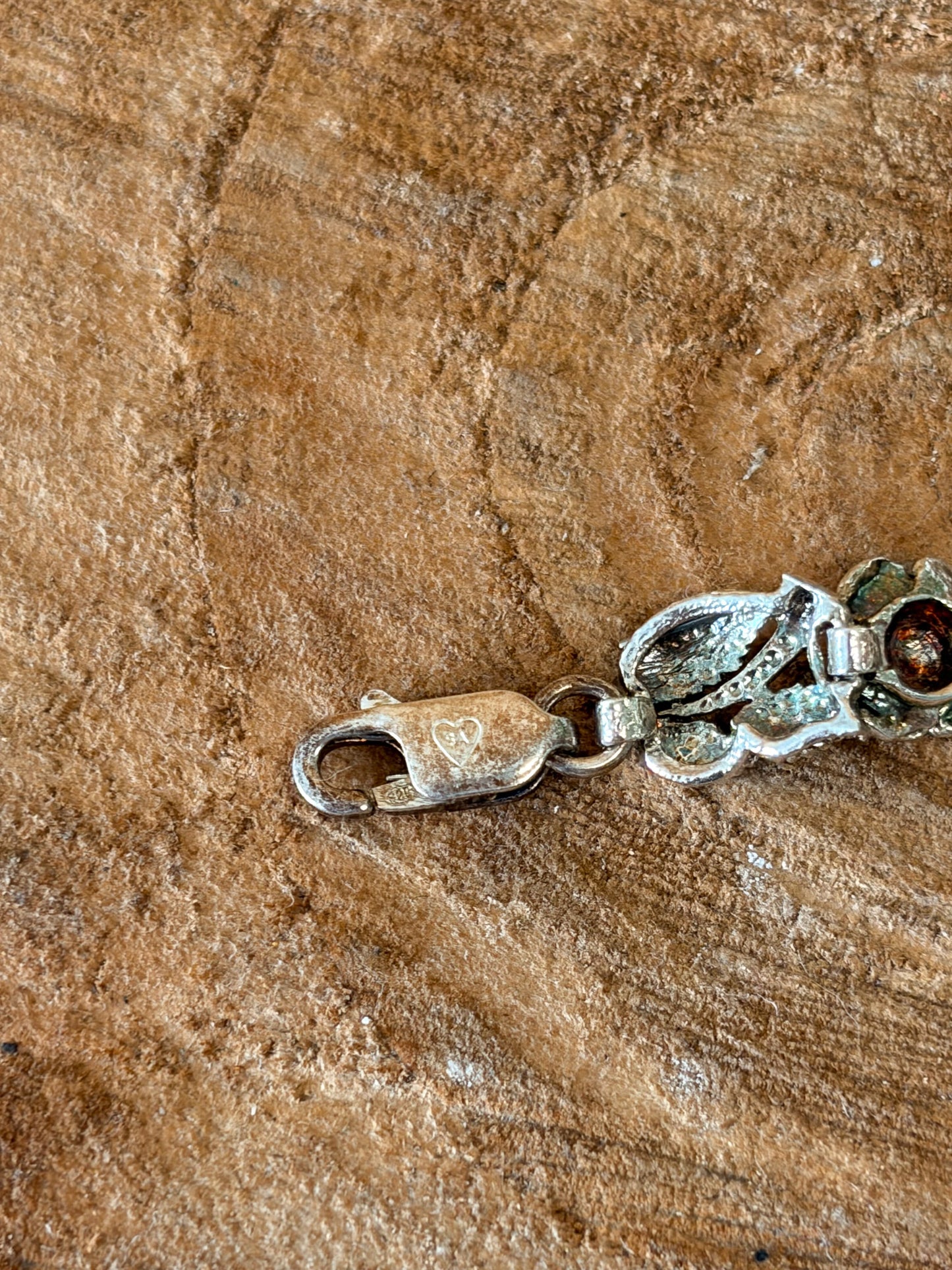 Vtg 925 Rose Link Bracelet