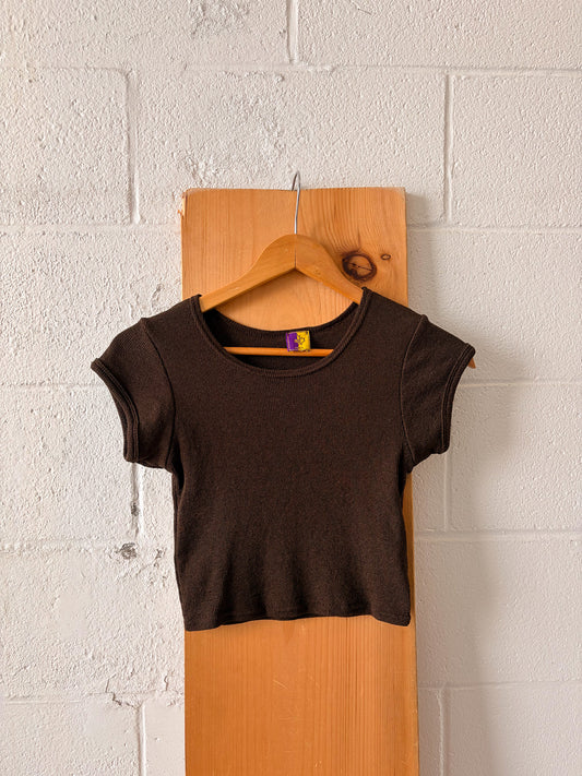 Made in France Brown Cropped Tee : XS/S