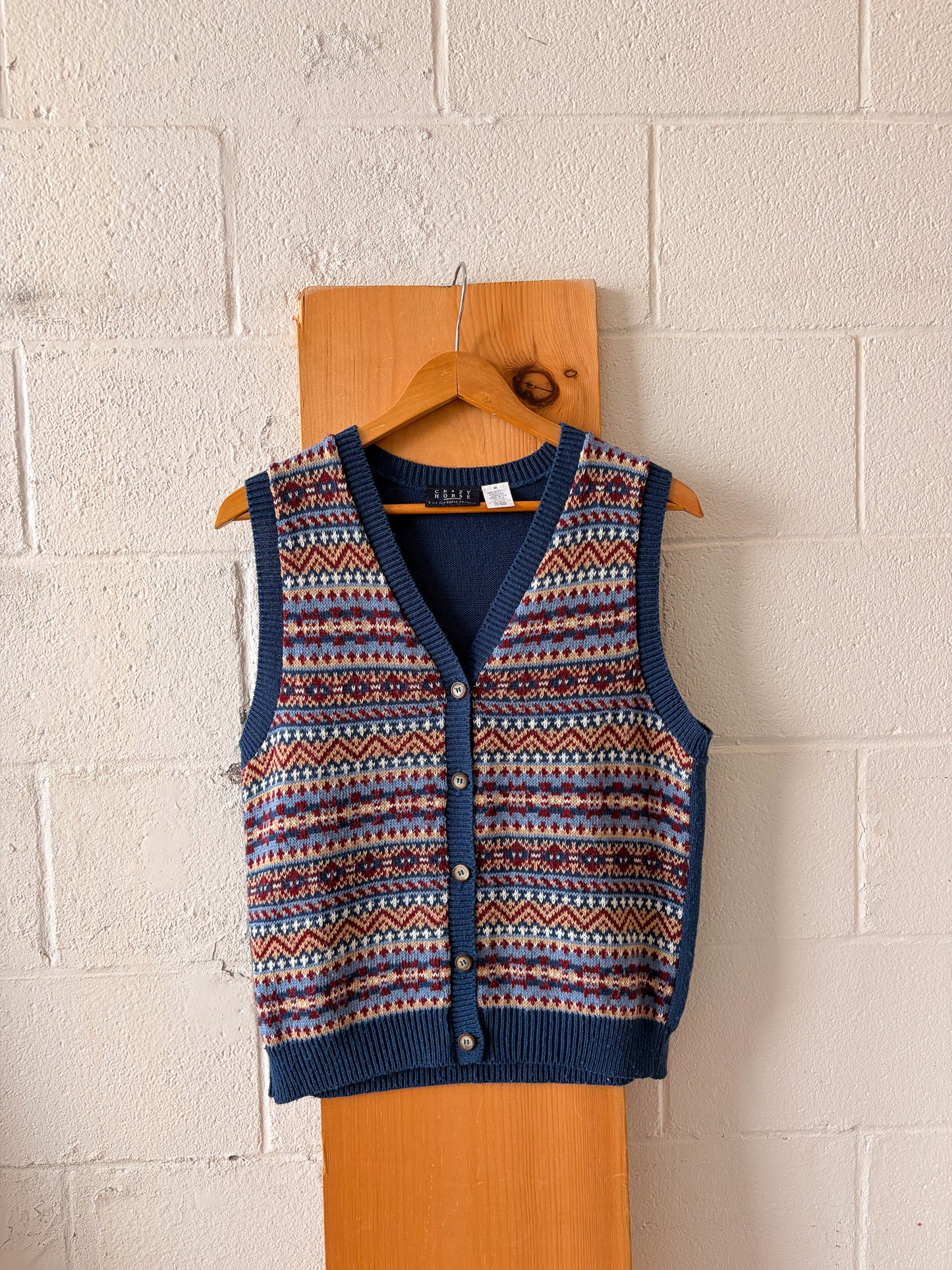 Vtg Patterned Sweater Vest : M