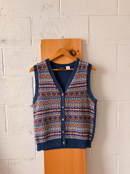 Vtg Patterned Sweater Vest : M
