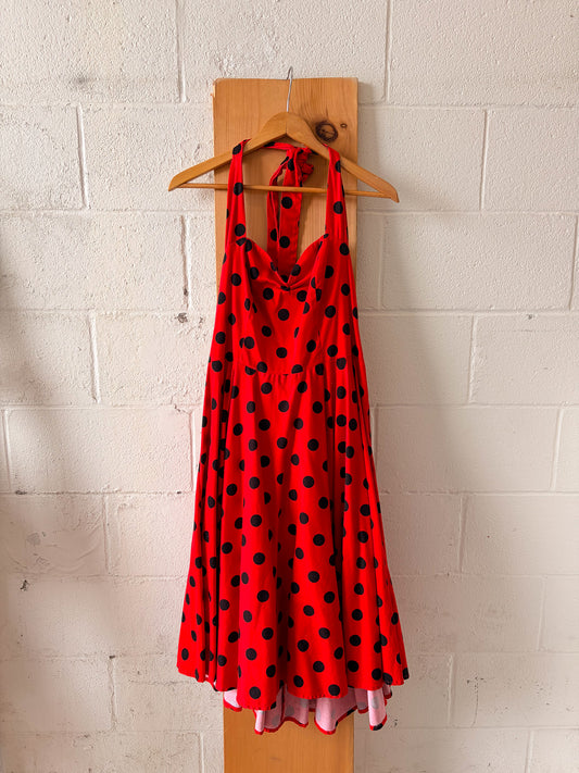Grace Karin Red & Black Polka Dot Swing Dress : 2X