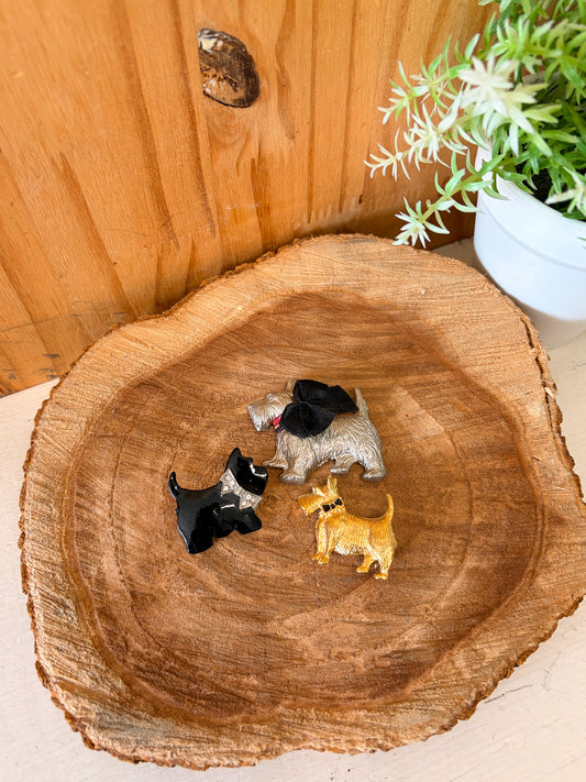 Set of 3 Scottie Dog Brooches