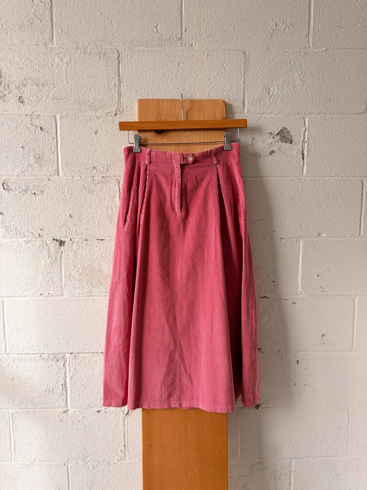 Vtg Pink Corduroy Skirt : 32"W