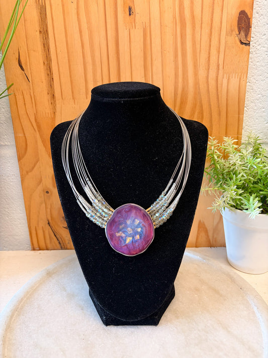 Chico's Purple Stone Pendant Necklace