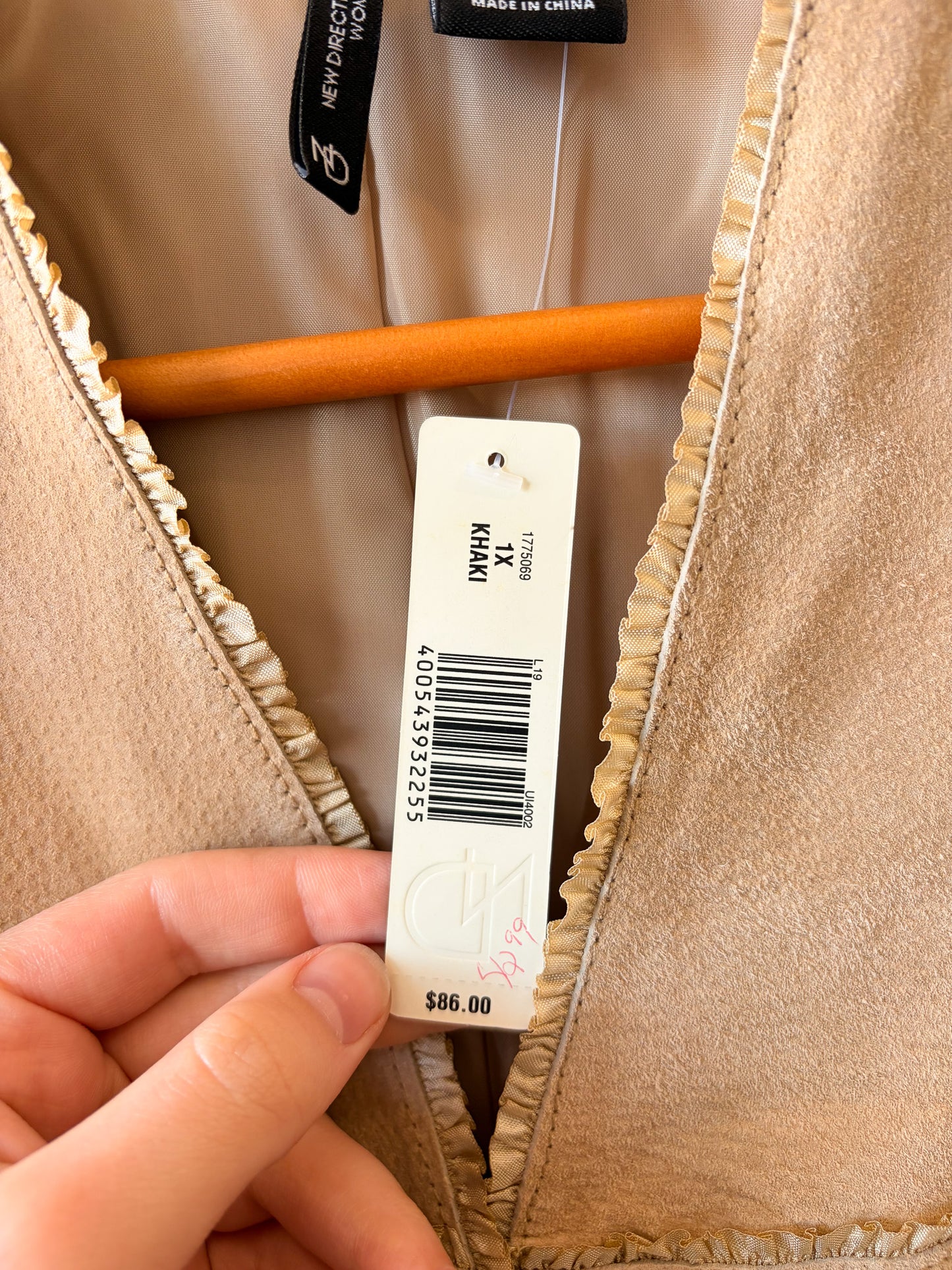 NWT Suede Khaki Jacket : 1X