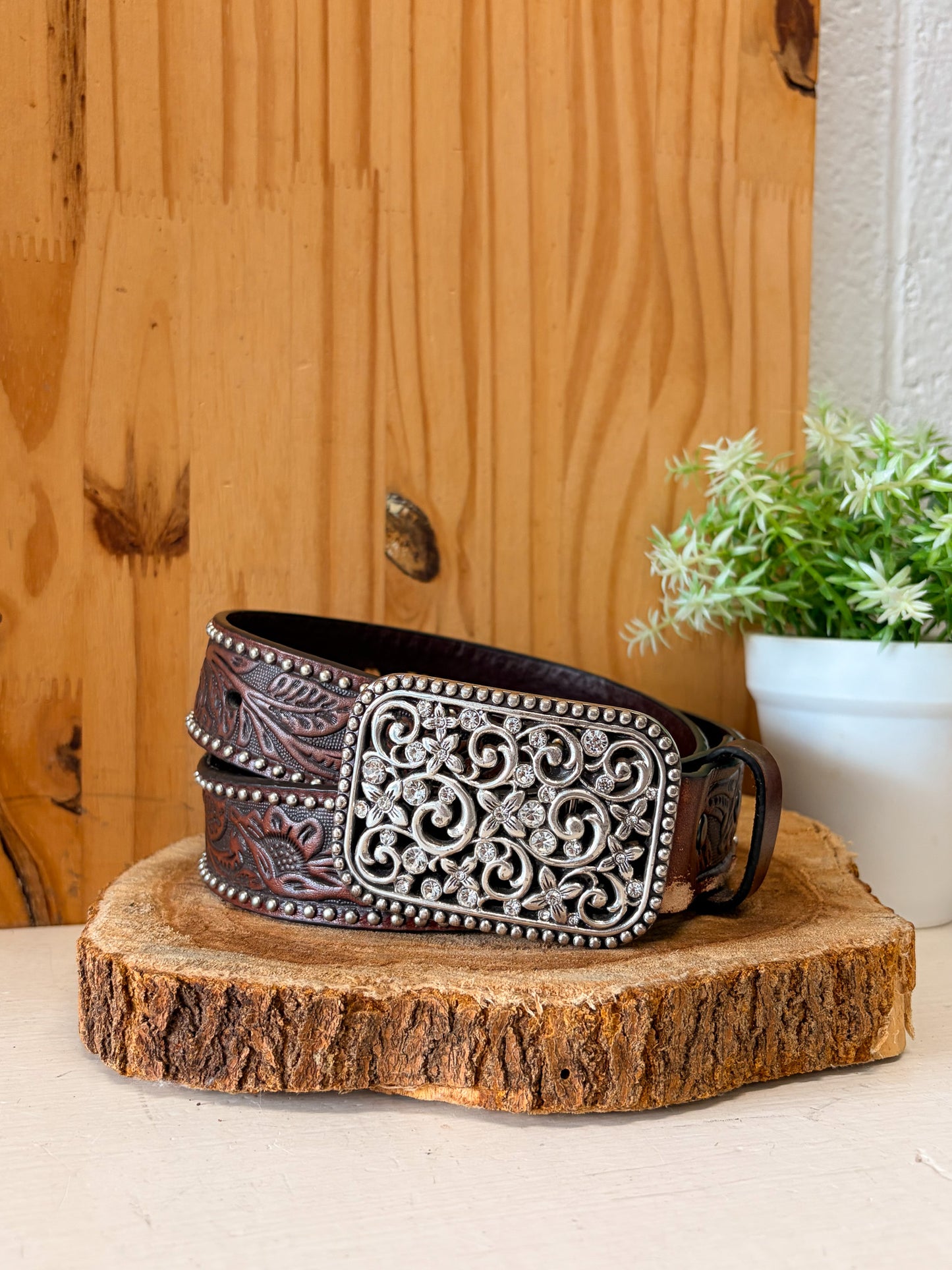 Ariat Floral Studded Leather Belt