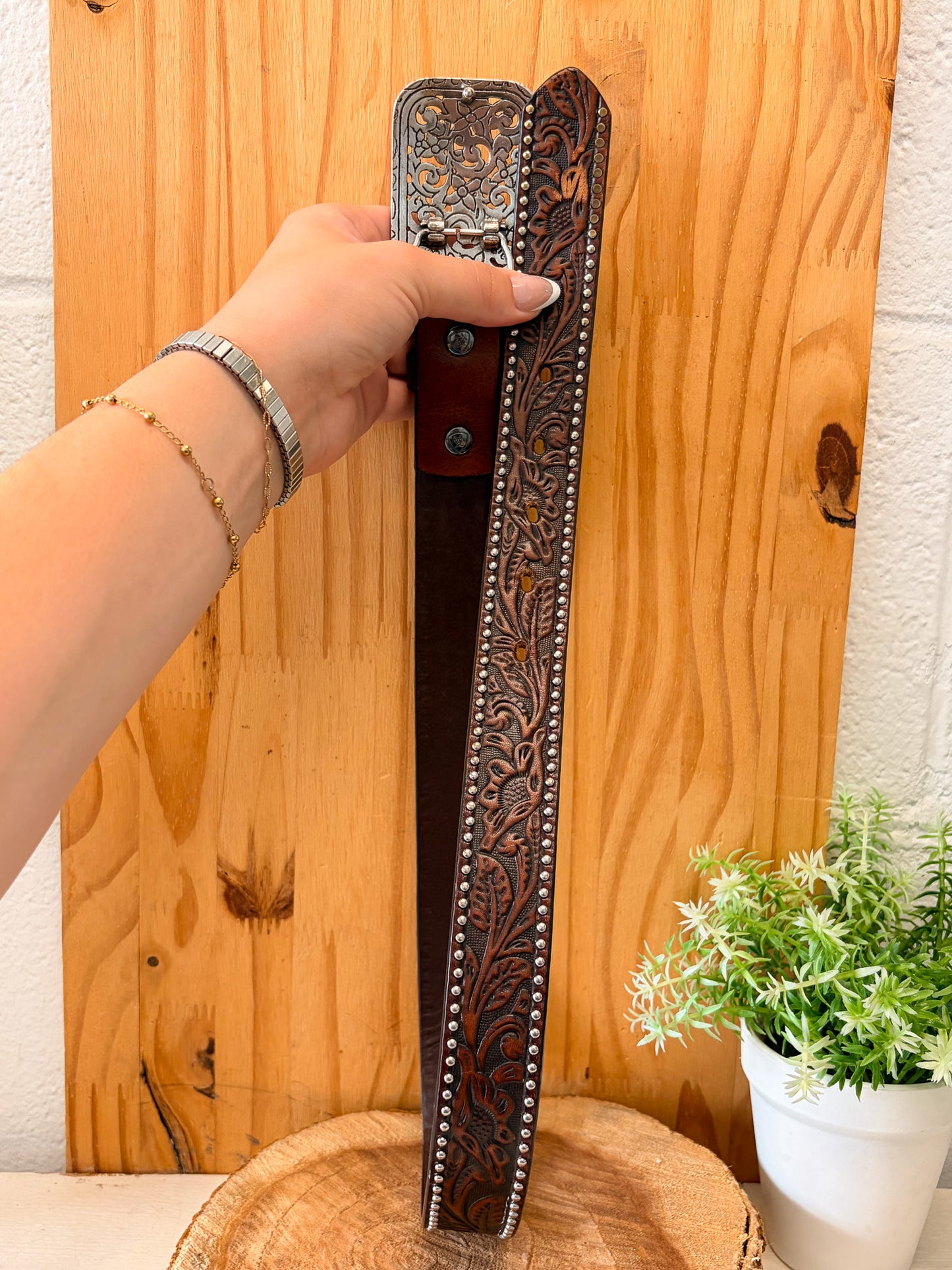 Ariat Floral Studded Leather Belt