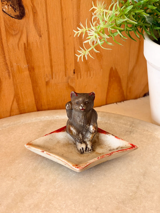 Vtg Little Cat Trinket Tray