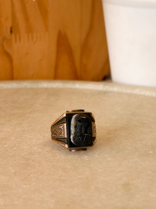 10K Gold Warrior Cameo Ring : Size 7.75-8