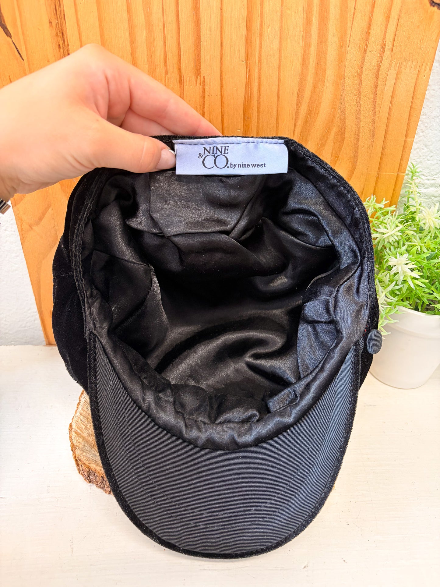 Black Velvet Newsboy Cap