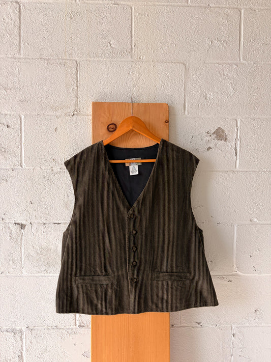 Olive Green Corduroy Vest : L