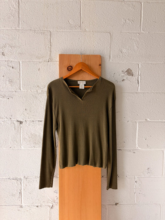 Ribbed Green Long Sleeve : XL
