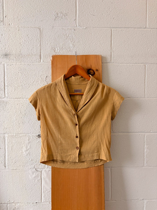 Vtg Cropped Tan Blouse : M
