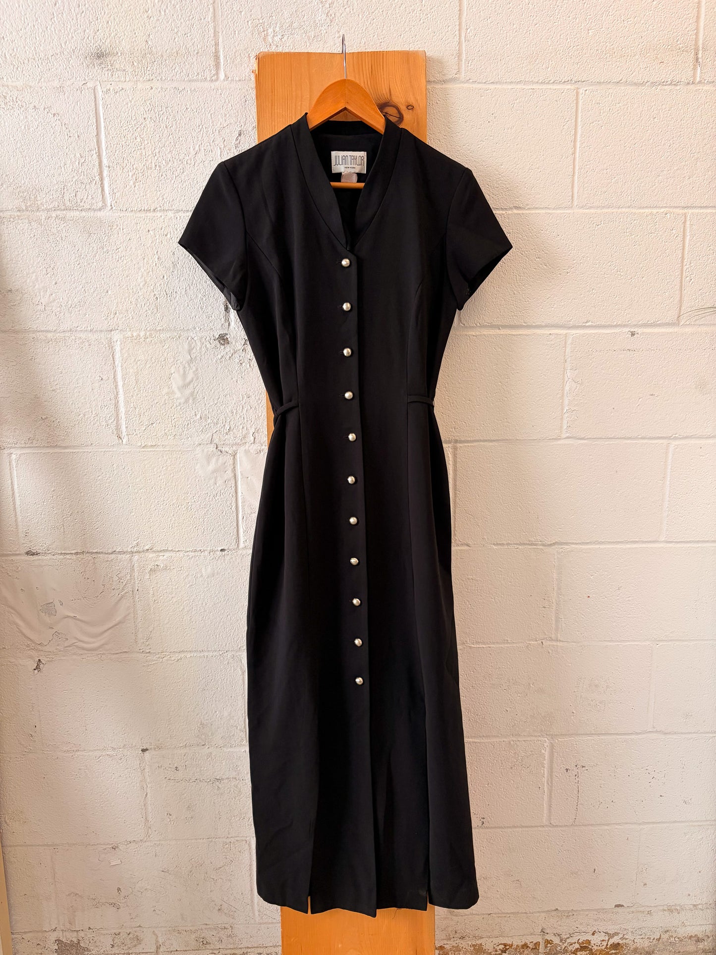 Vtg Black Button Down Dress : 6