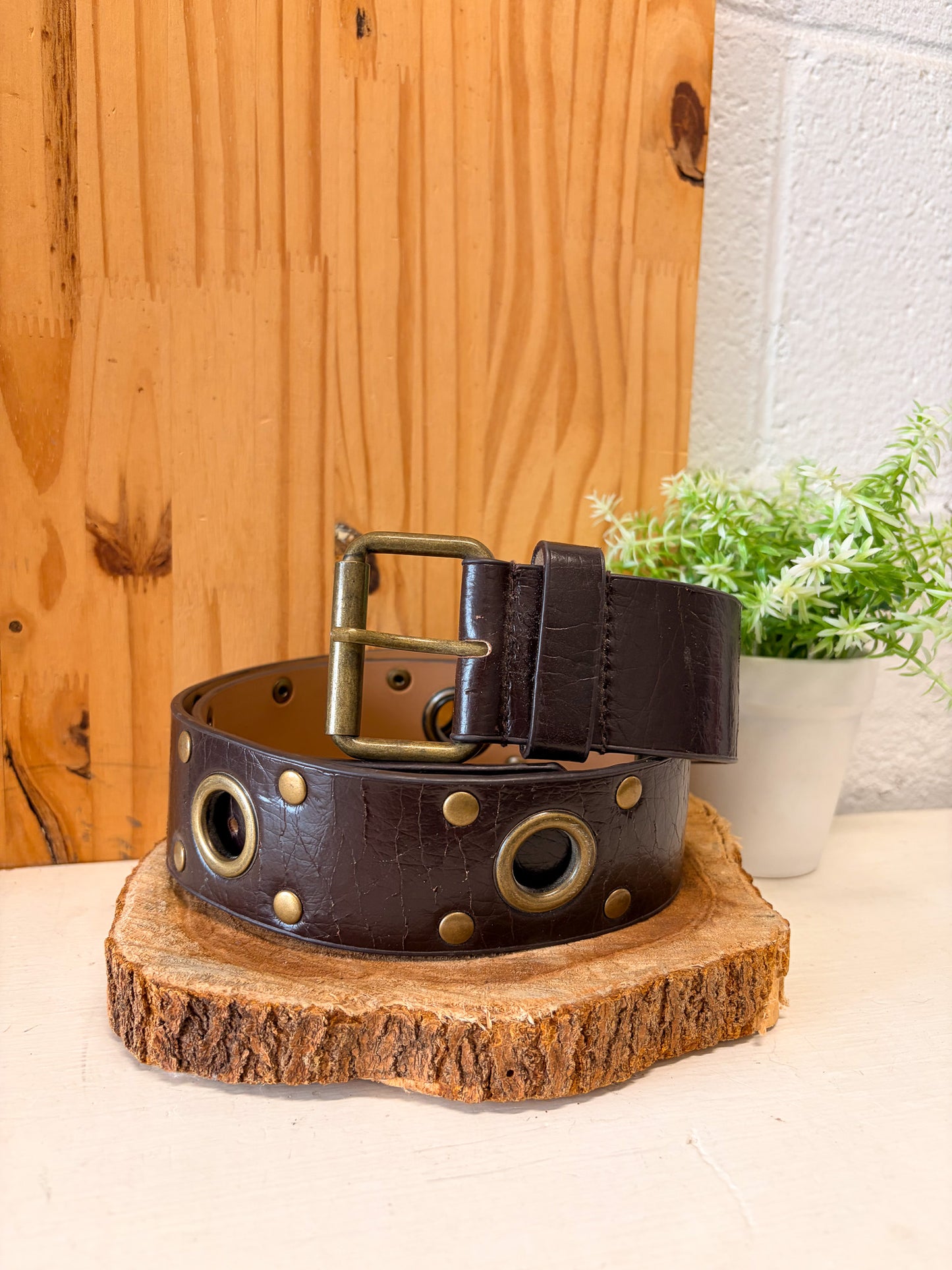 Brown & Brass Tone Belt : S/M