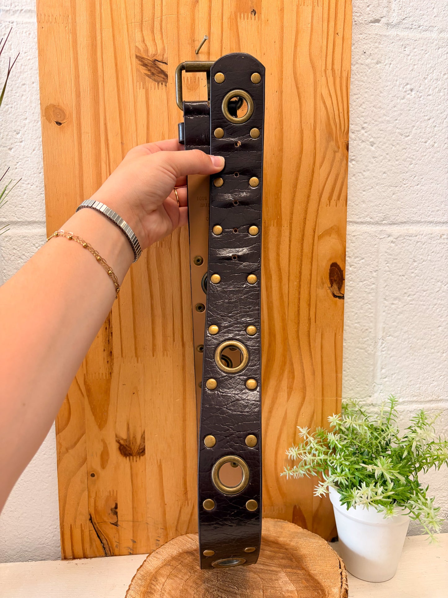 Brown & Brass Tone Belt : S/M
