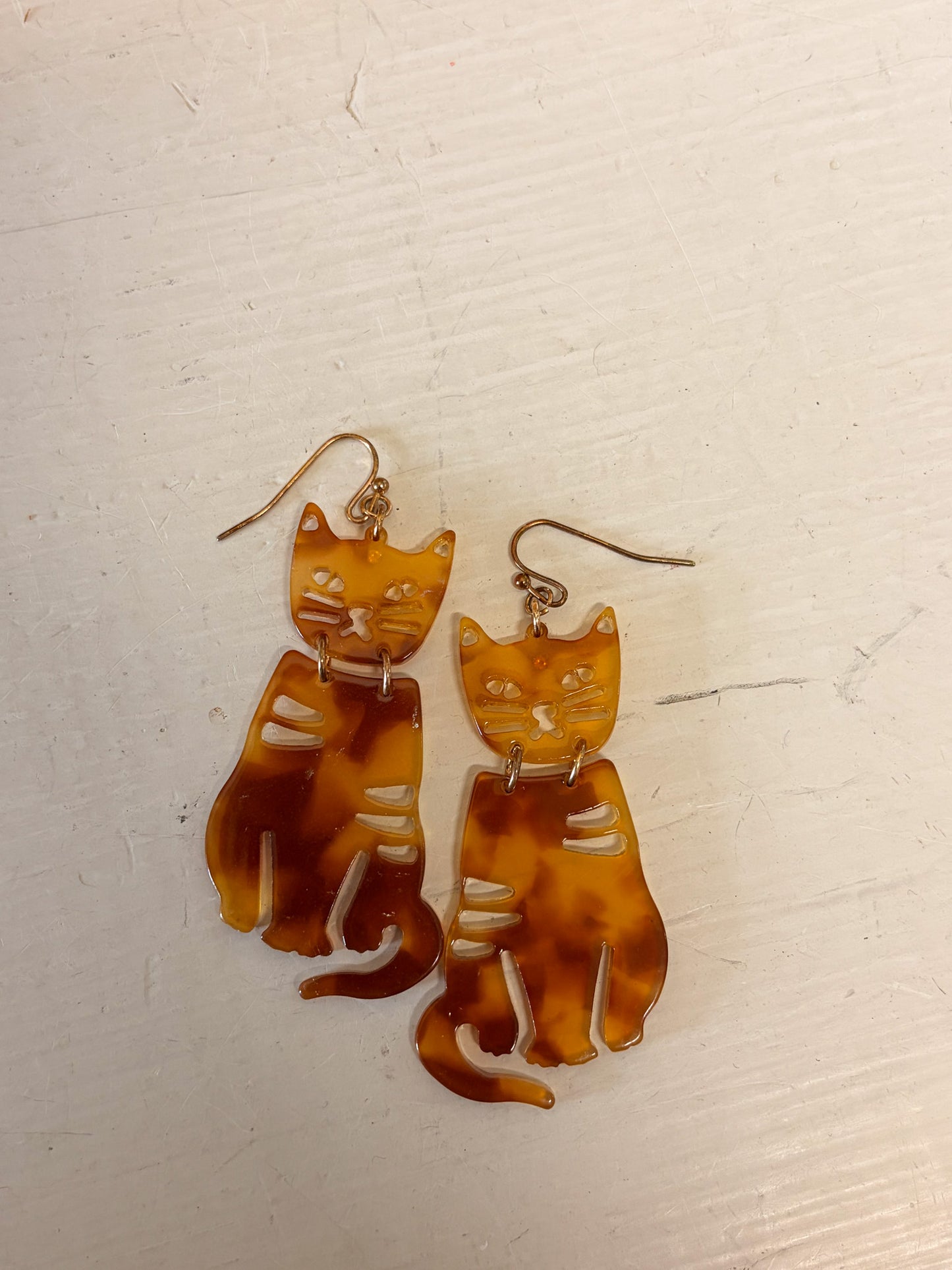 Tortoise Shell Cat Drop Earrings