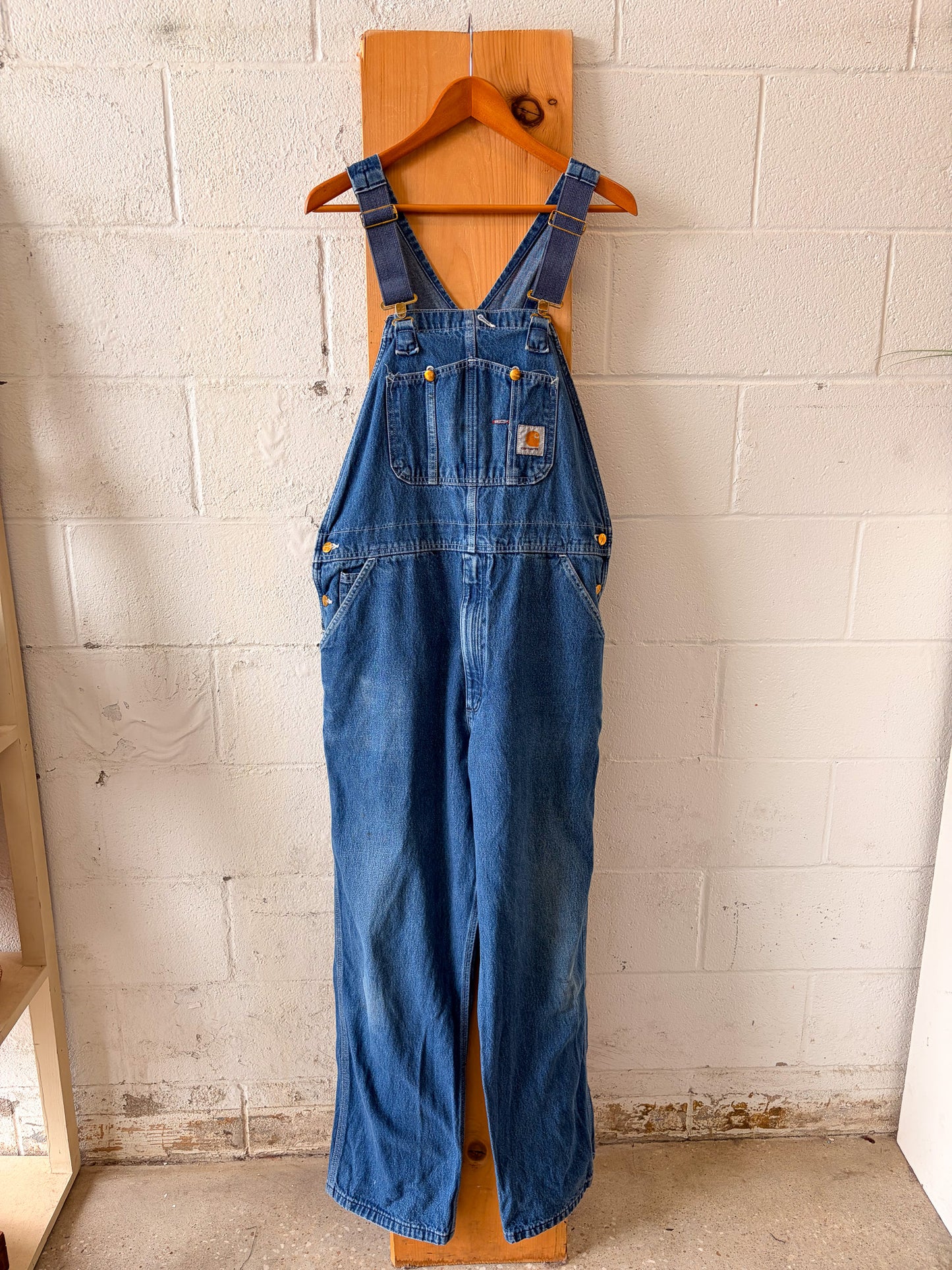 Vtg Carhartt Denim Overalls : 38"W