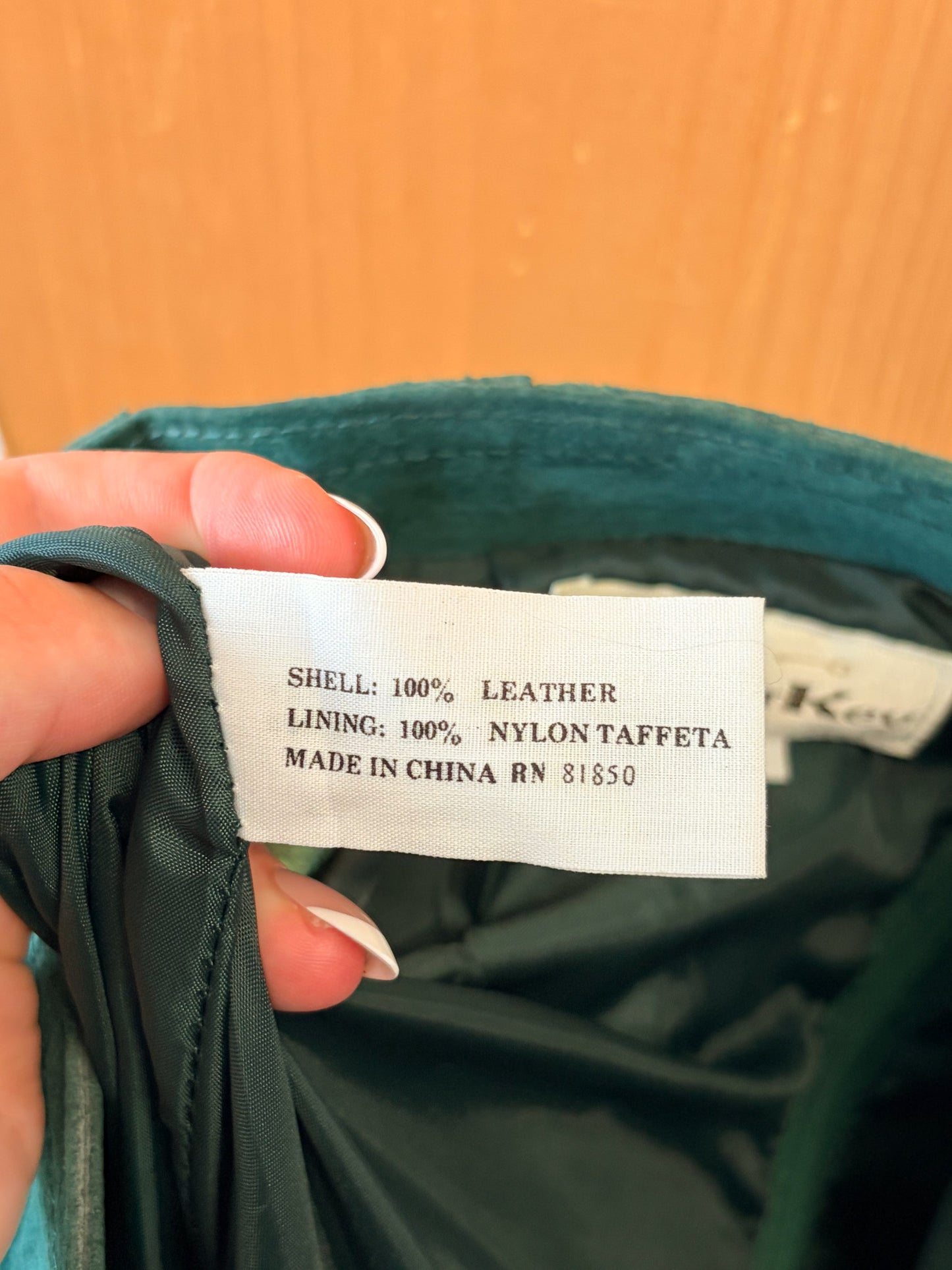Emerald Leather Pencil Skirt : 5/6