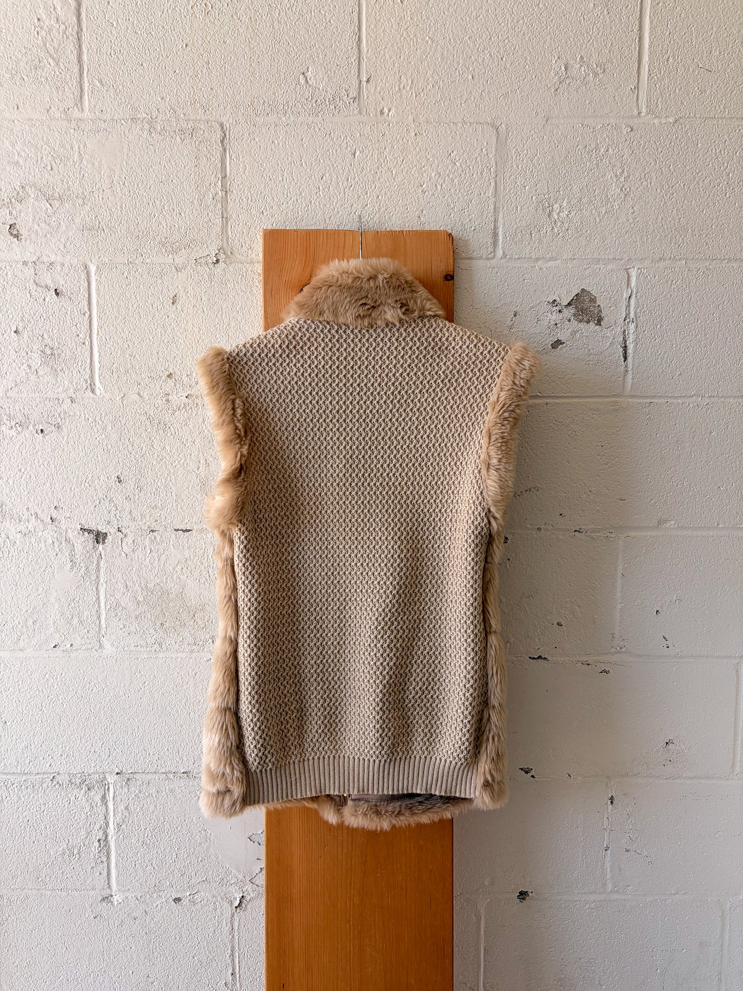 Faux Fur Reversible Zip Up Vest : M