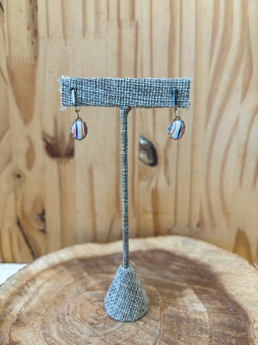 Colorful Striped Twist Back Earrings