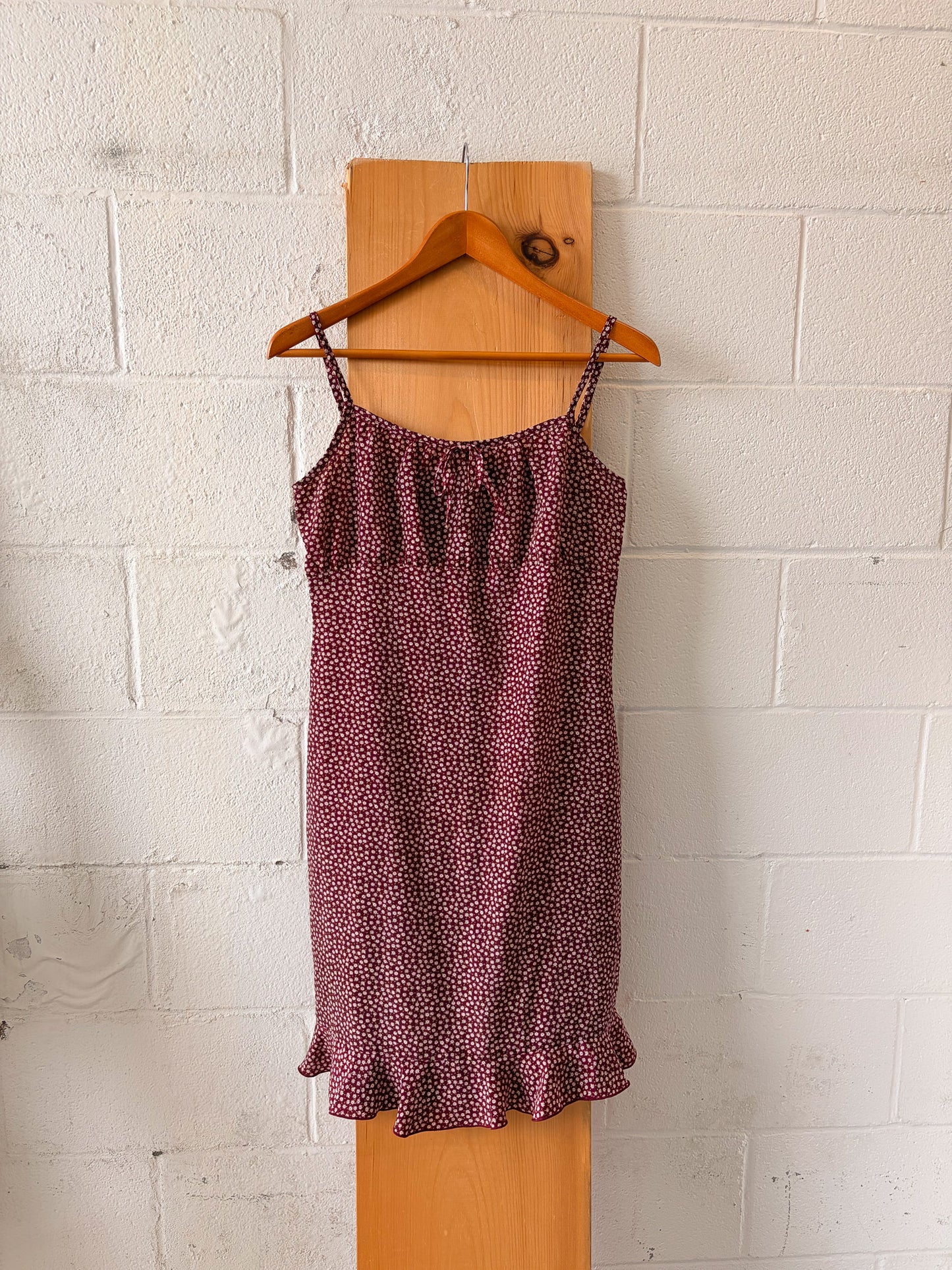 Dainty Floral Maroon Sundress : S
