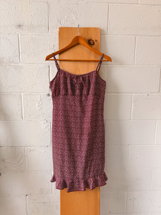 Dainty Floral Maroon Sundress : S