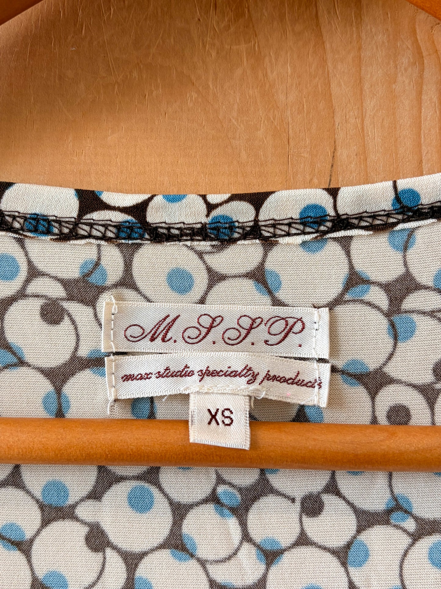 Brown & Blue Patterned Blouse : XS