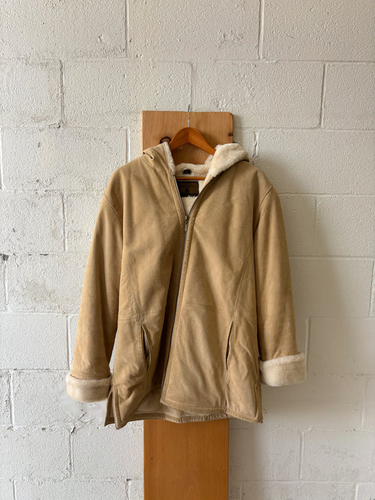 Faux Fur Lined Suede Coat : L (Local Pick Up Only)