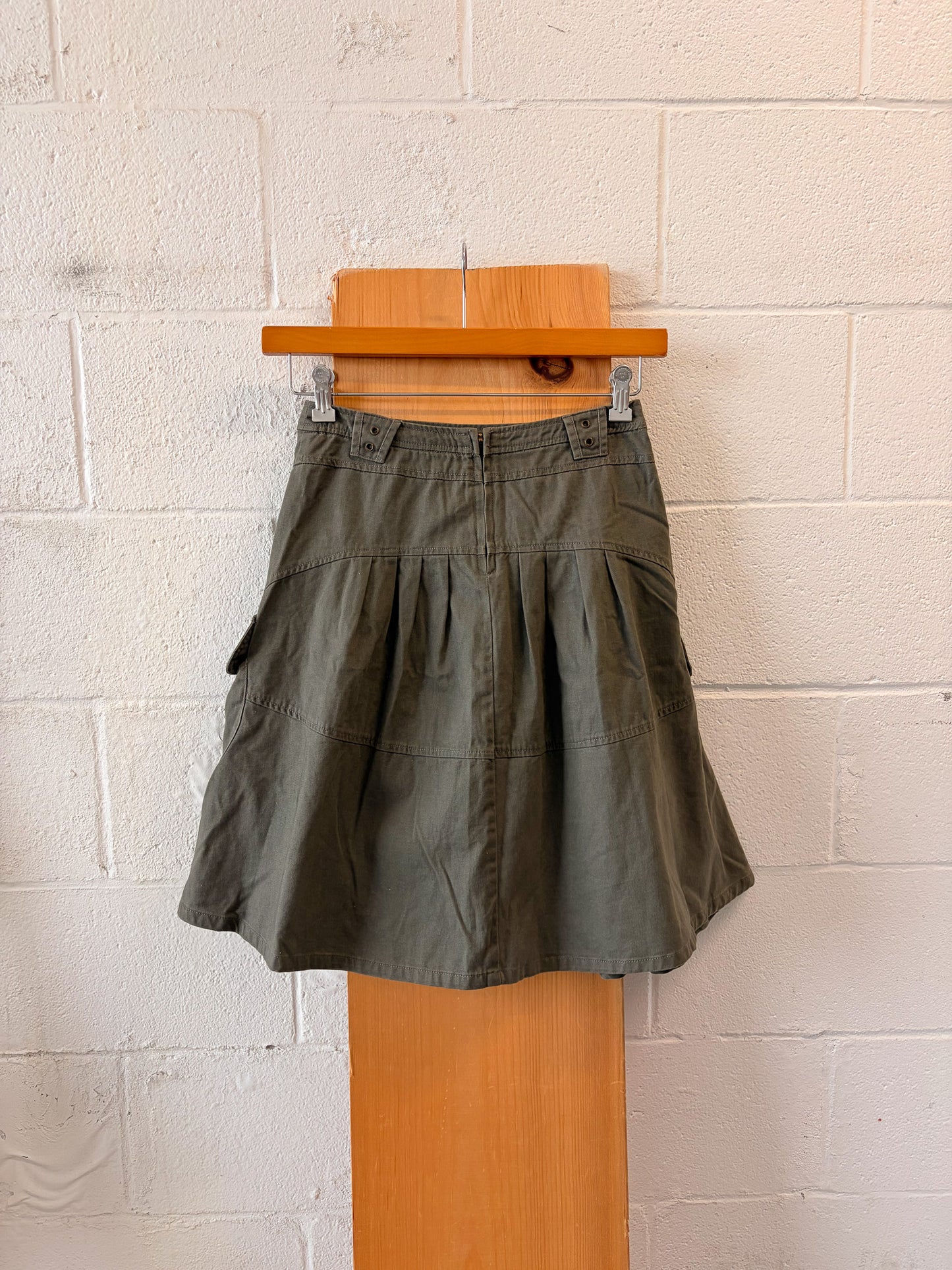 Olive Green Cargo Skirt : 28"W