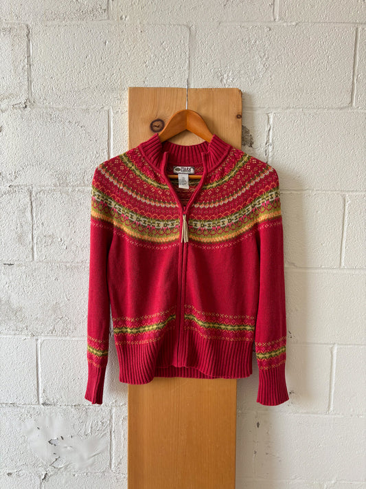 Vtg Zip Up Sweater : S