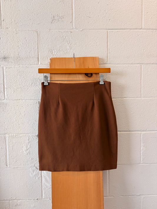 Brown Ribbed Skirt : 32"W