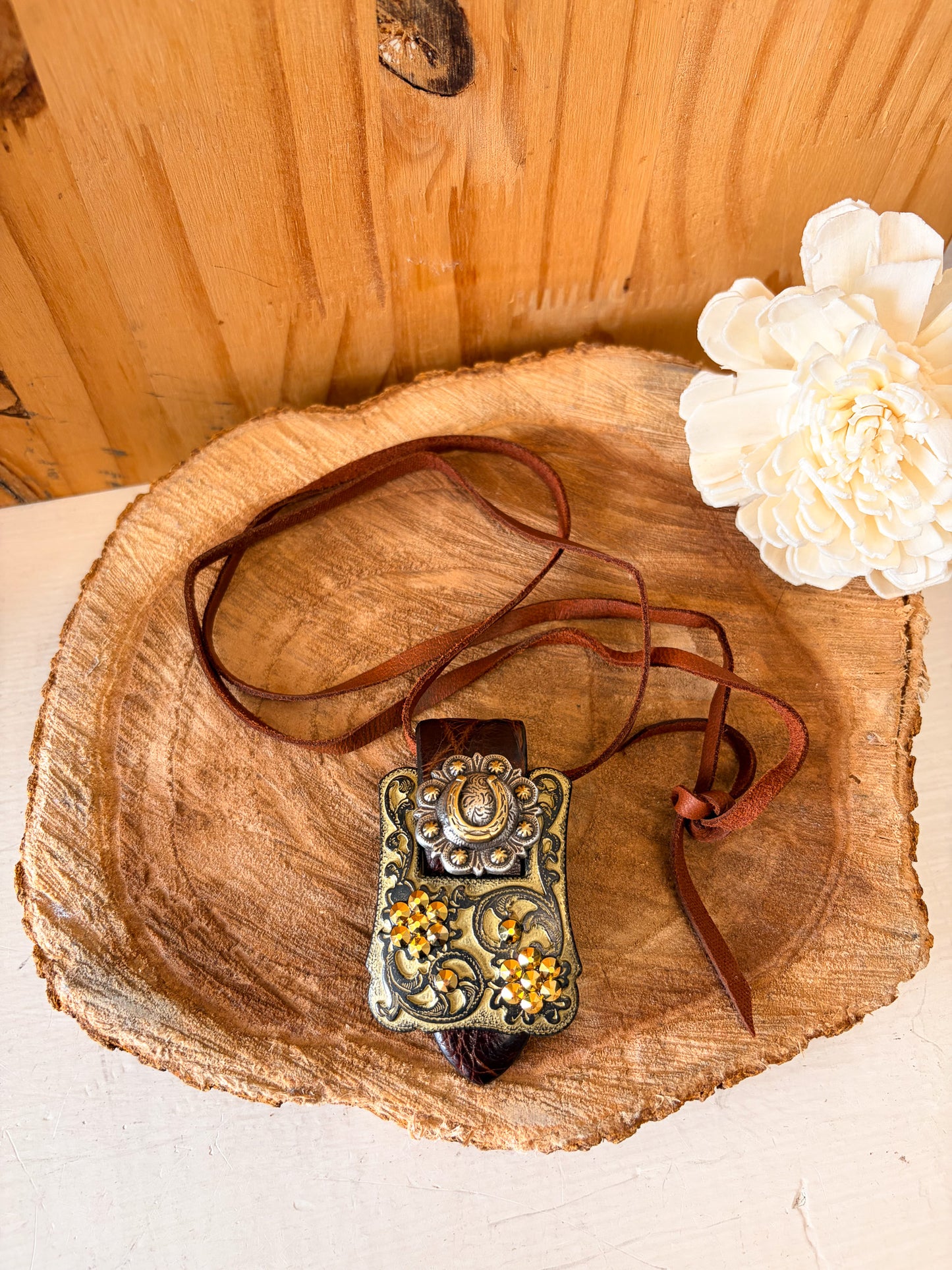 Western Belt Buckle Rope Necklace