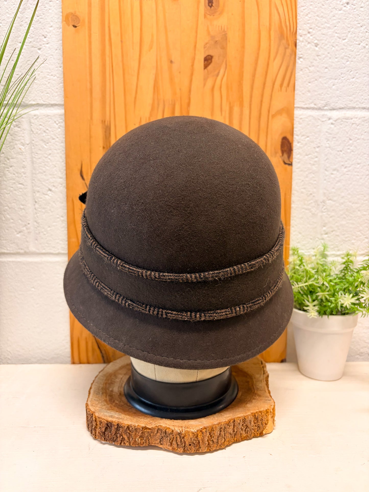 Scala Brown Floral Cloche Hat (Local Pick Up Only)