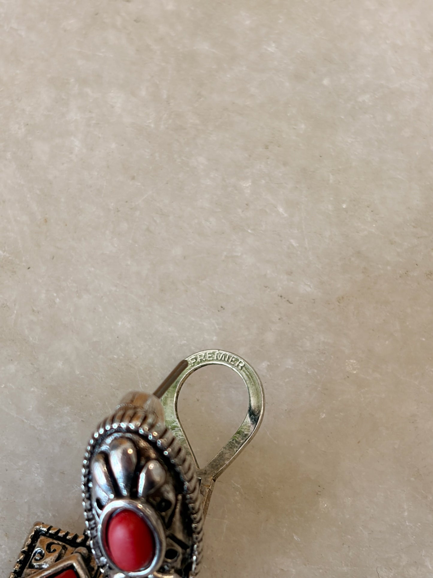 Red & Silver Tone Premiere Earrings