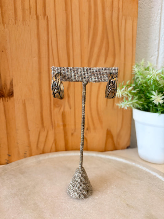 Two Tone Engraved Hoops