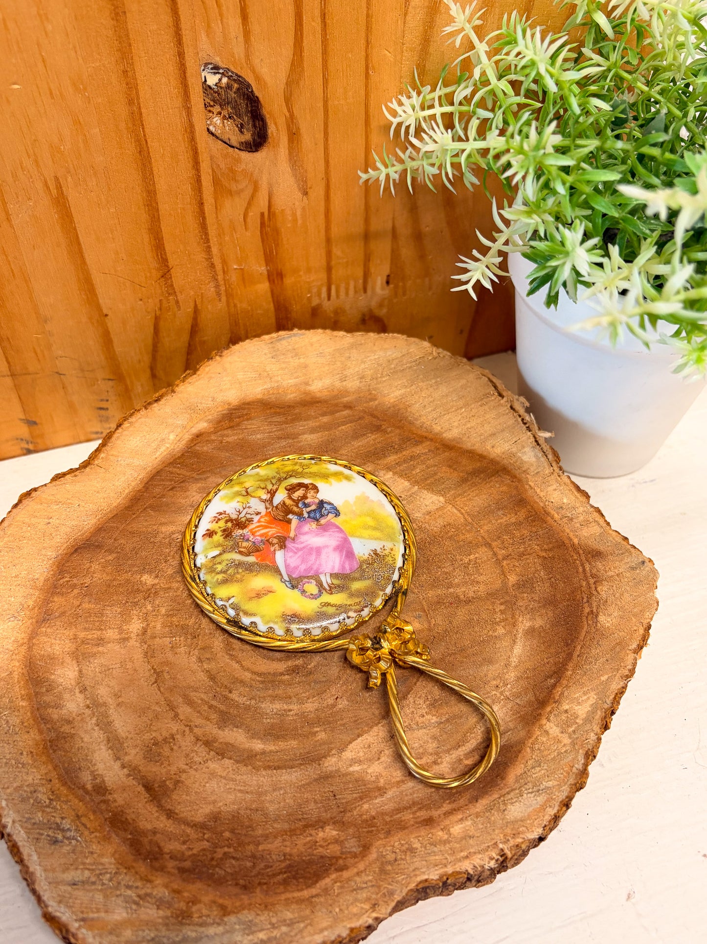 Vtg Little Handheld Mirror