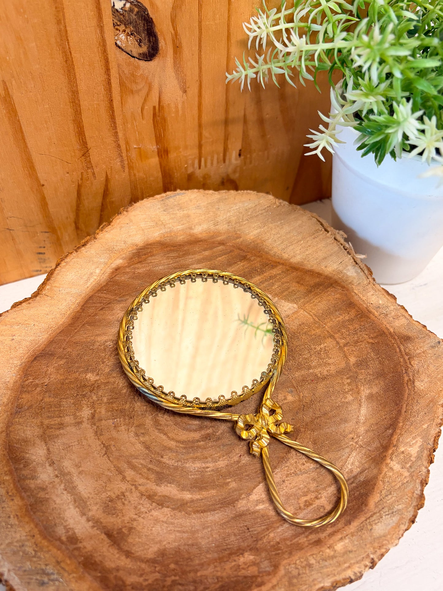 Vtg Little Handheld Mirror