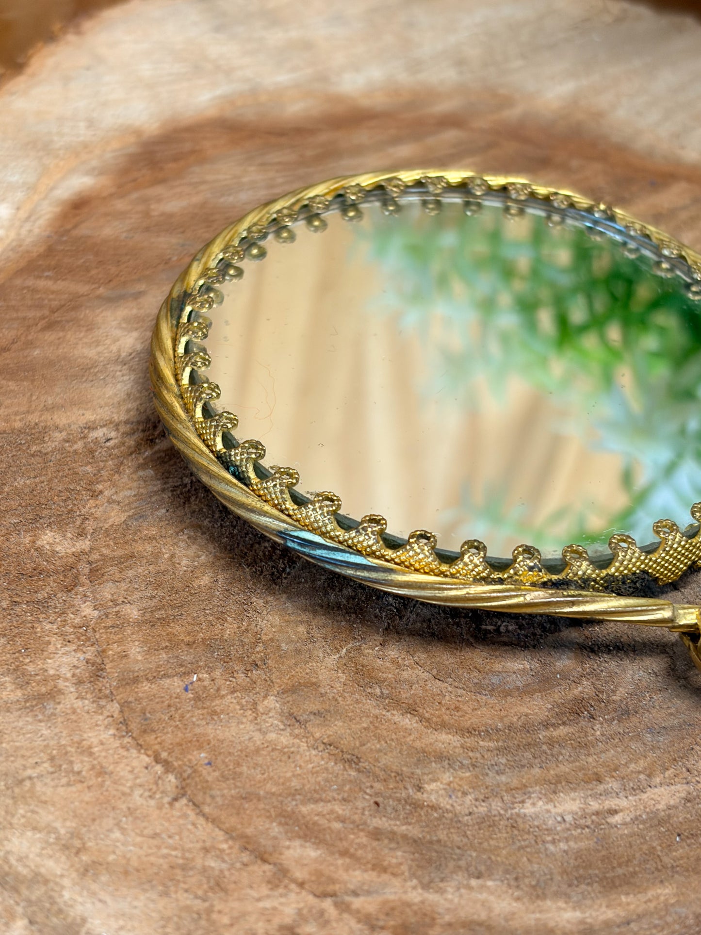 Vtg Little Handheld Mirror