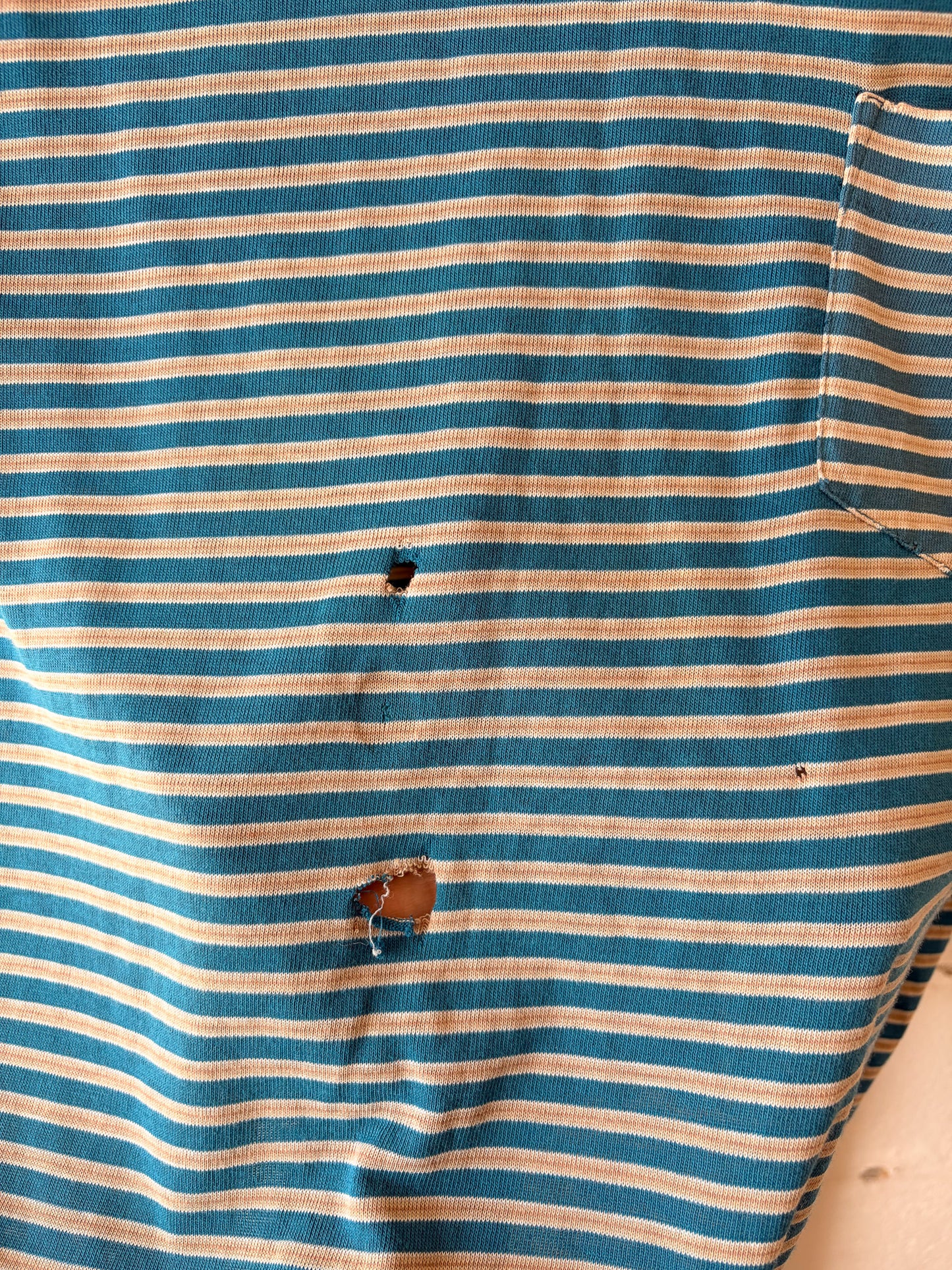 Vtg Distressed Striped Tee : L