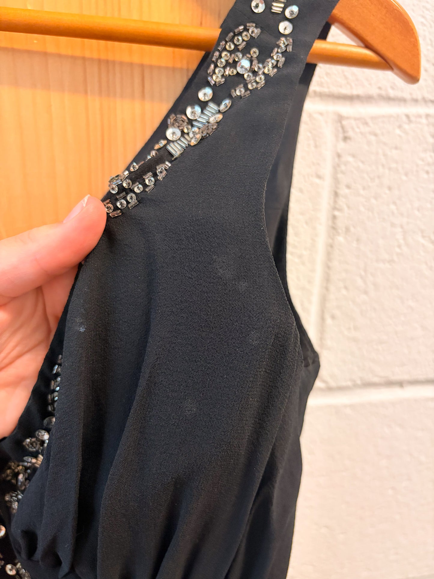 Beaded Black V-Neck Tank : 6