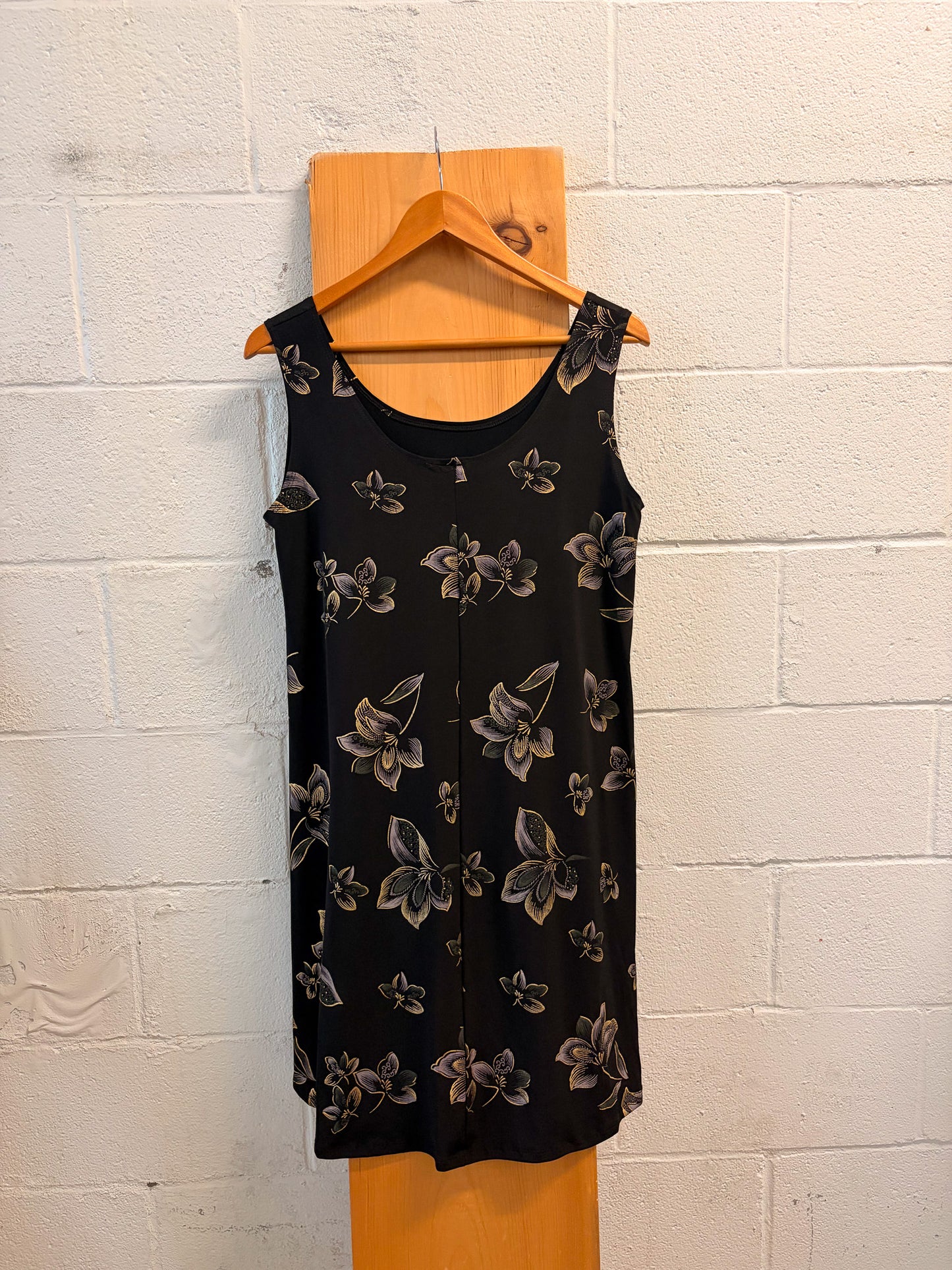 Vtg Metallic Floral Dress : L